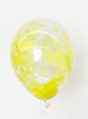Şeffaf Sarı Konfetili Balon 10 Adet