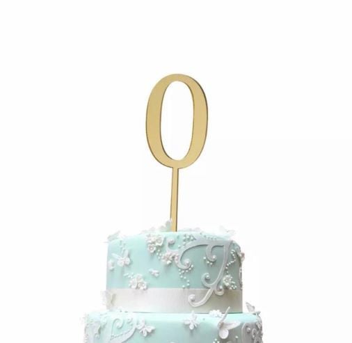 0 Gold Rakam Pleksi Pasta Süsü