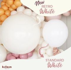 Beyaz Retro Balon 10 Adet
