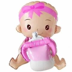 Biberon Tutan Kız Bebek Folyo Balon