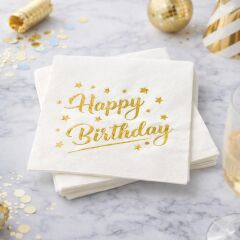 Happy Birthday Varaklı Kağıt Peçete 16 Adet