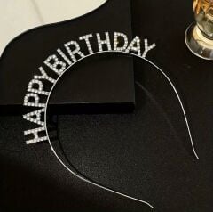 Gümüş Swarovski Happy Birthday Taç