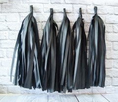 Siyah Kağıt Sıralı Püskül 5 Adet