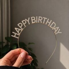 Gold Swarovski Happy Birthday Taç