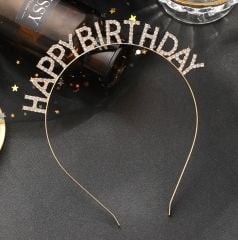 Gold Swarovski Happy Birthday Taç