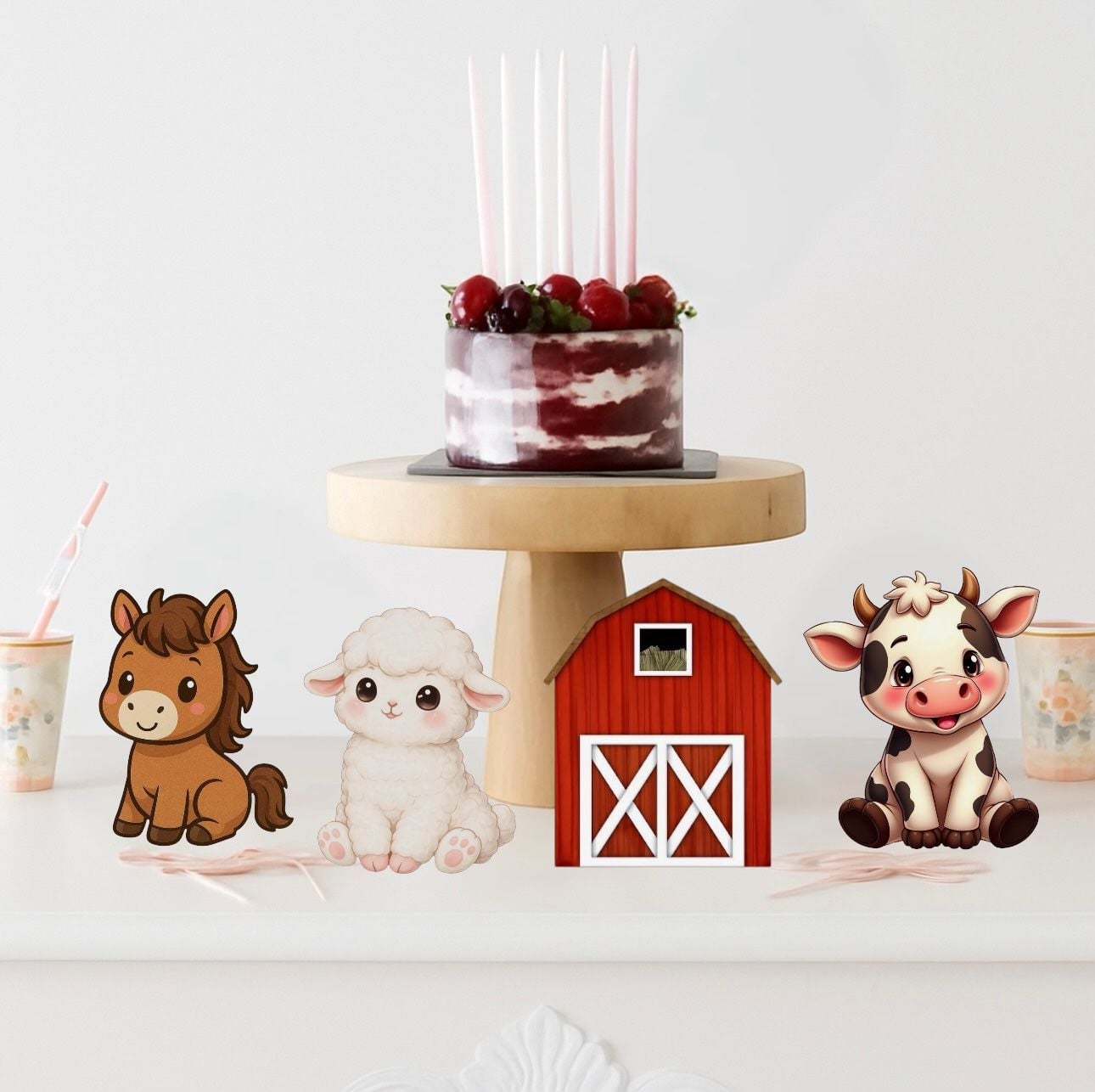 Çiftlik Teması Masa Süsü 4 Adet