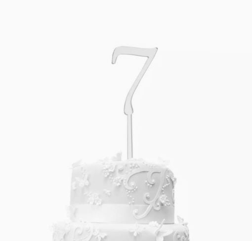 7 Gümüş Rakam Pleksi Pasta Süsü