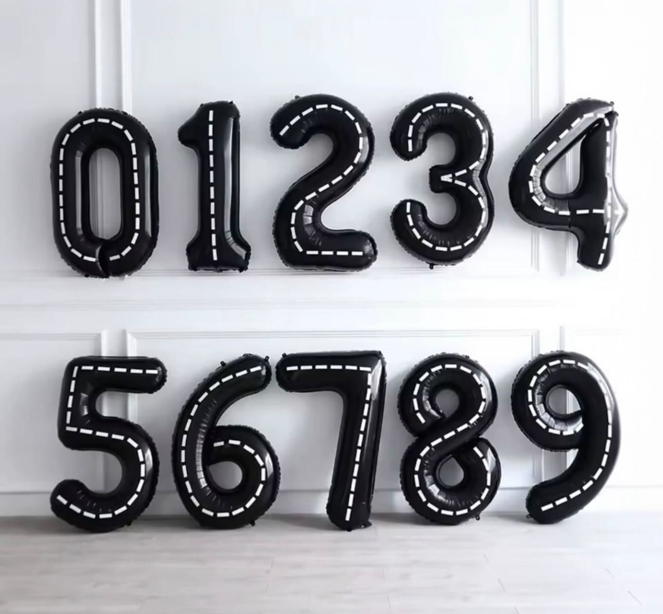 100cm Siyah Şeritli Rakam Folyo Balon