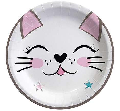 Sevimli Kedi Karton Tabak 8 Adet