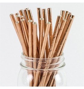 Rosegold Kağıt Pipet 24 Adet