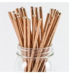 Rosegold Kağıt Pipet 24 Adet
