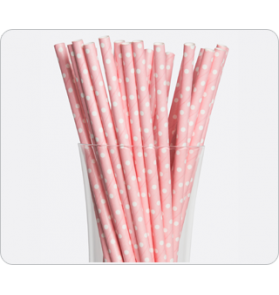 Pembe Kağıt Pipet 24 Adet
