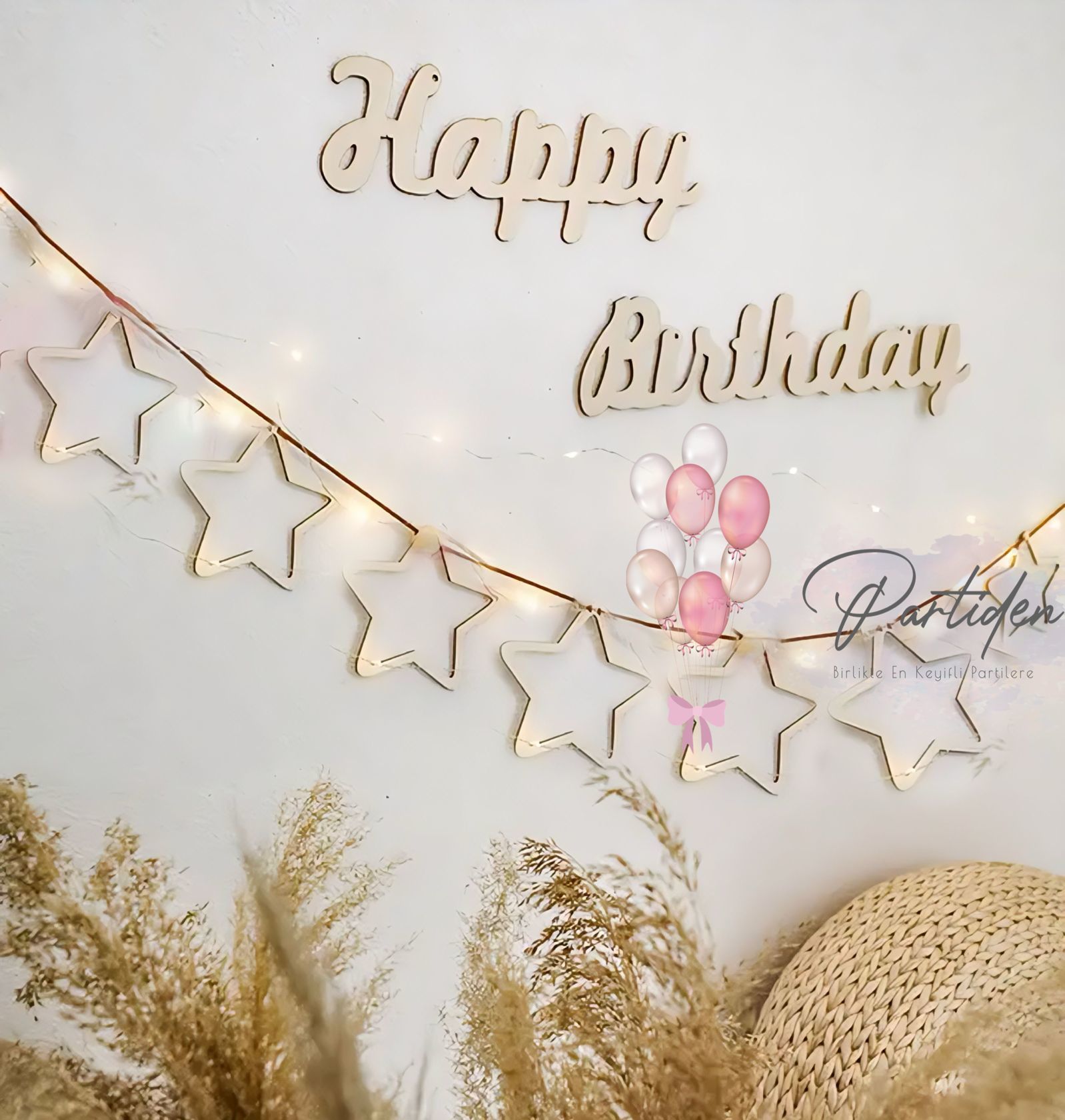 Ahşap Yıldızlı Banner Set