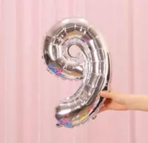 35CM 9 GÜMÜŞ RAKAM BALON