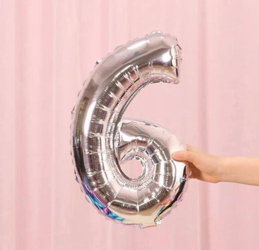 35CM 6 GÜMÜŞ RAKAM BALON