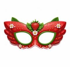 Çilek Teması Karton Parti Maskesi 6 Adet