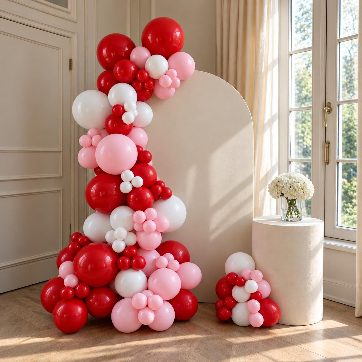 Kırmızı Beyaz Pembe Balon Zinciri