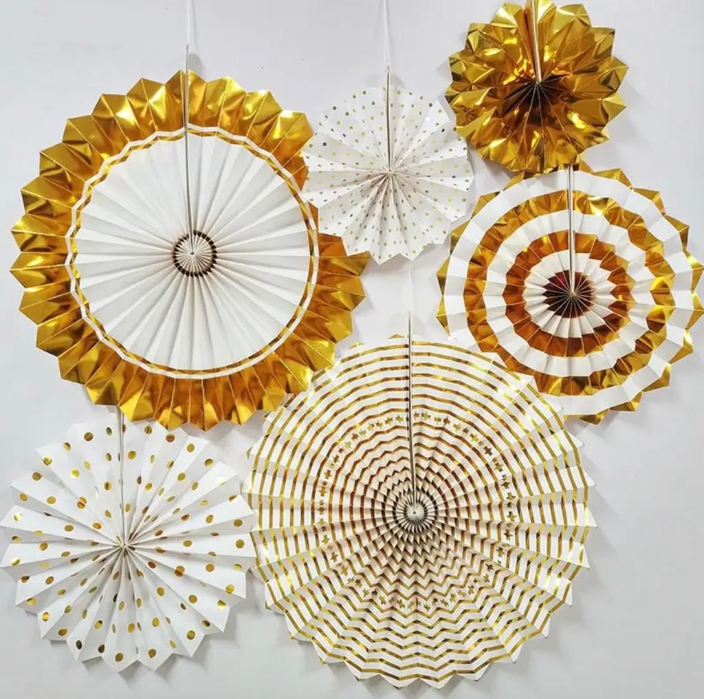 Gold Yelpaze Süs 6 Adet