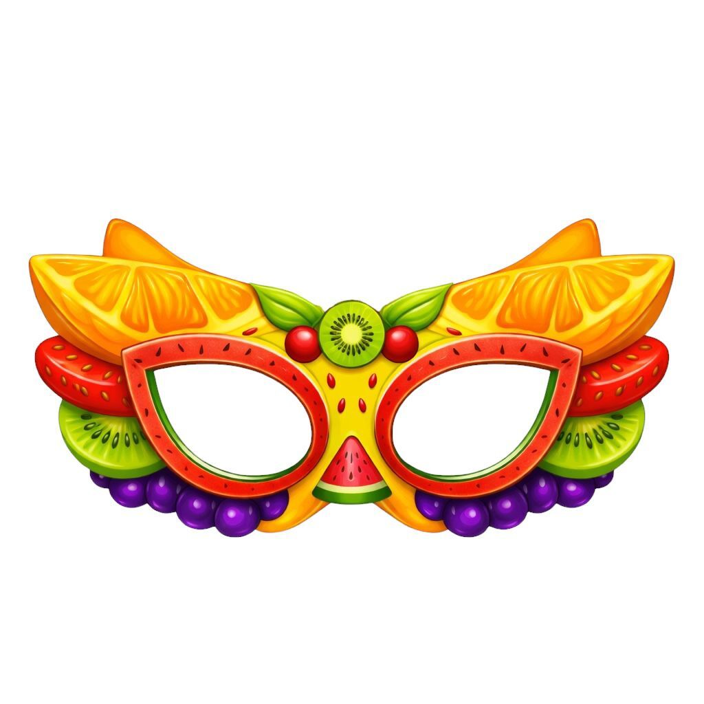 Meyve Teması Karton Parti Maskesi 6 Adet