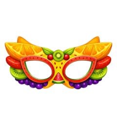 Meyve Teması Karton Parti Maskesi 6 Adet