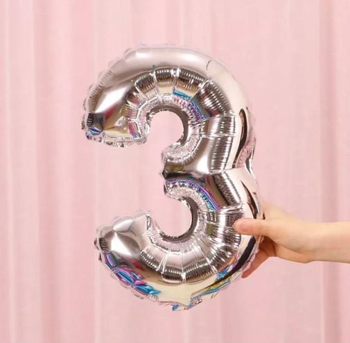 35CM 3 GÜMÜŞ RAKAM BALON