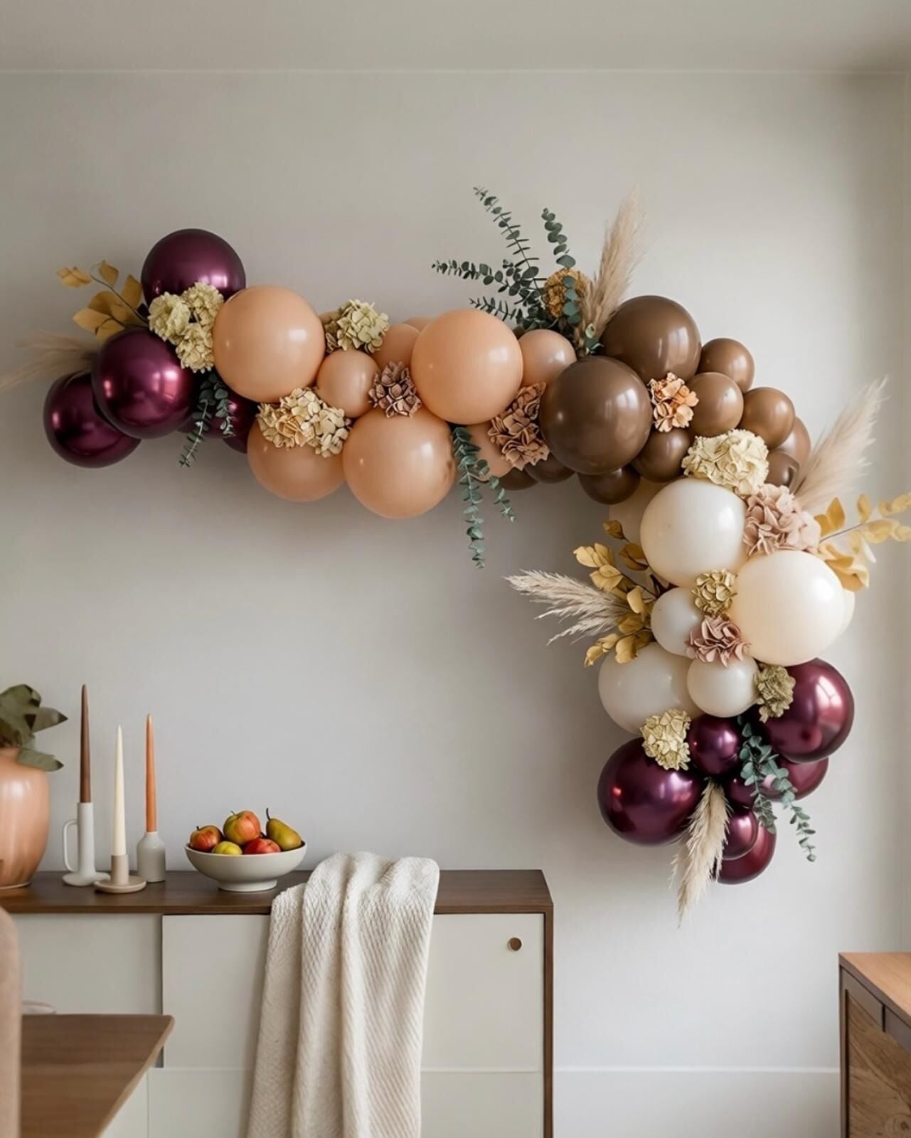 Bordo Bohem Balon Zinciri