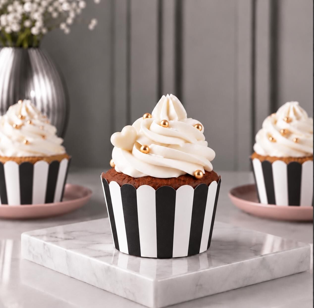 Muffin Kek Kalıbı Siyah Çizgili 24 Adet