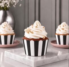 Muffin Kek Kalıbı Siyah Çizgili 24 Adet