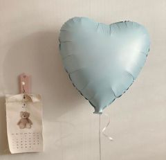 Mavi Saten Kalp Folyo Balon 1 Adet