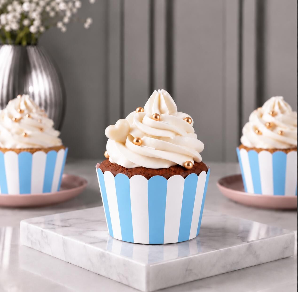 Muffin Kek Kalıbı Mavi Çizgili 24 Adet