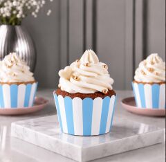 Muffin Kek Kalıbı Mavi Çizgili 24 Adet