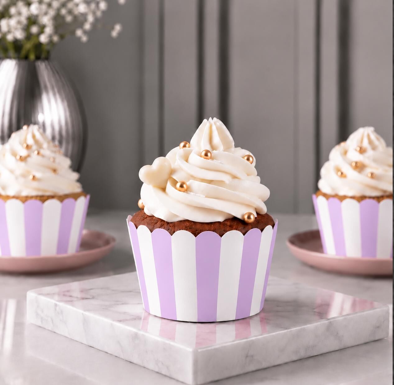 Muffin Kek Kalıbı Lila Çizgili 24 Adet