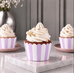 Muffin Kek Kalıbı Lila Çizgili 24 Adet