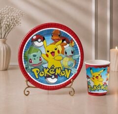 Pokemon Karton Tabak Bardak 8 Adet