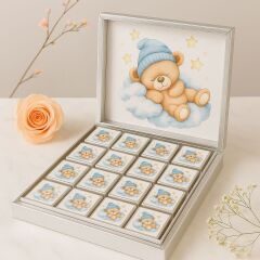 Erkek Bebek Çikolatası Ayıcık Teması