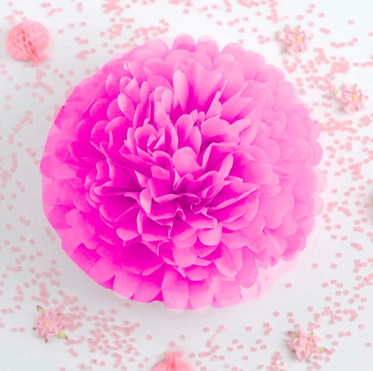 Fuşya Kağıt Ponpon Süs 2 Adet