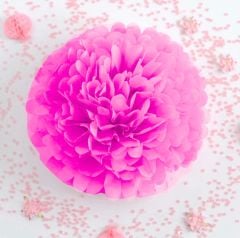 Fuşya Kağıt Ponpon Süs 2 Adet