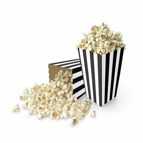 Siyah Çizgili Popcorn Mısır Kutusu 8 Adet