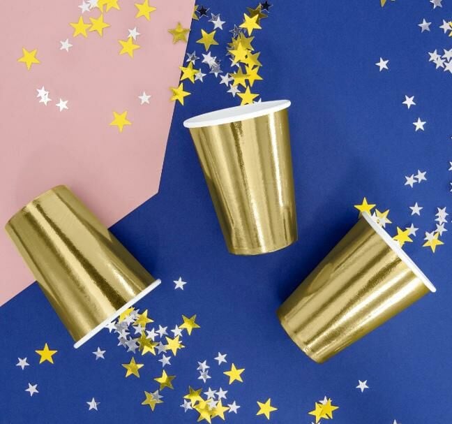 Altın Varaklı Karton Bardak 8 Adet