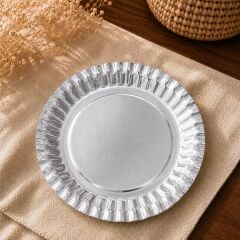 Gümüş Varaklı Karton Tabak 8 Adet