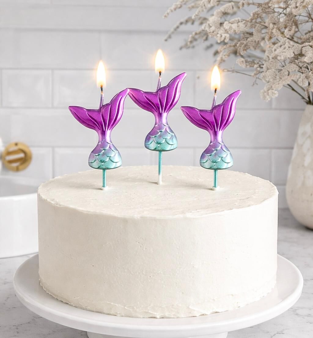 Deniz Kızı Yüzgeç Pasta Mumu 3 Adet