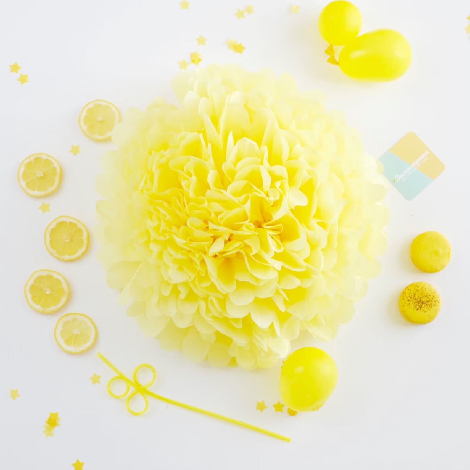 Sarı Kağıt Ponpon Süs 2 Adet