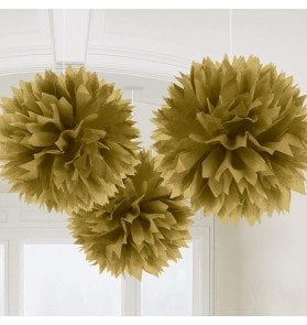 Gold Kağıt Ponpon Süs 2 Adet