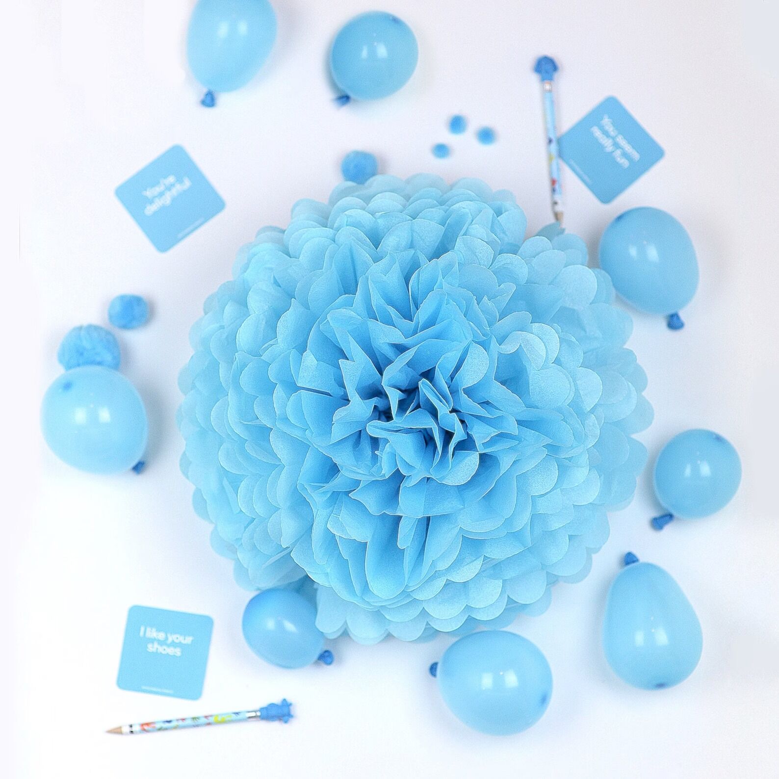 Mavi Kağıt Ponpon Süs 2 Adet