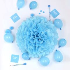 Mavi Kağıt Ponpon Süs 2 Adet