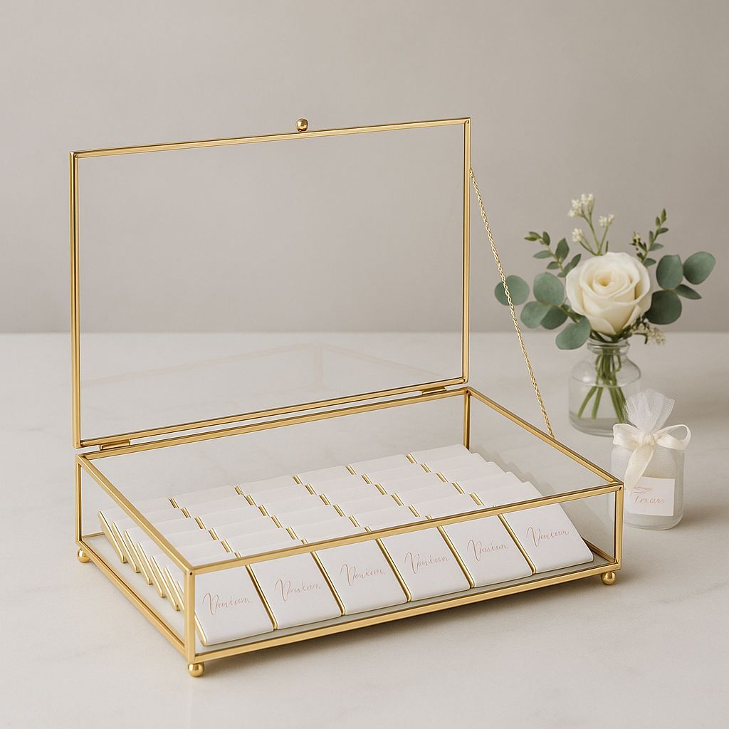 Altın Cam Çikolata Kutusu Kişiye Özel