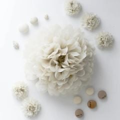 Beyaz Kağıt Ponpon Süs 2 Adet