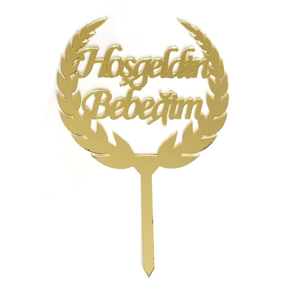 Gold Hoşgeldin Bebegim Pleksi Pasta Süsü
