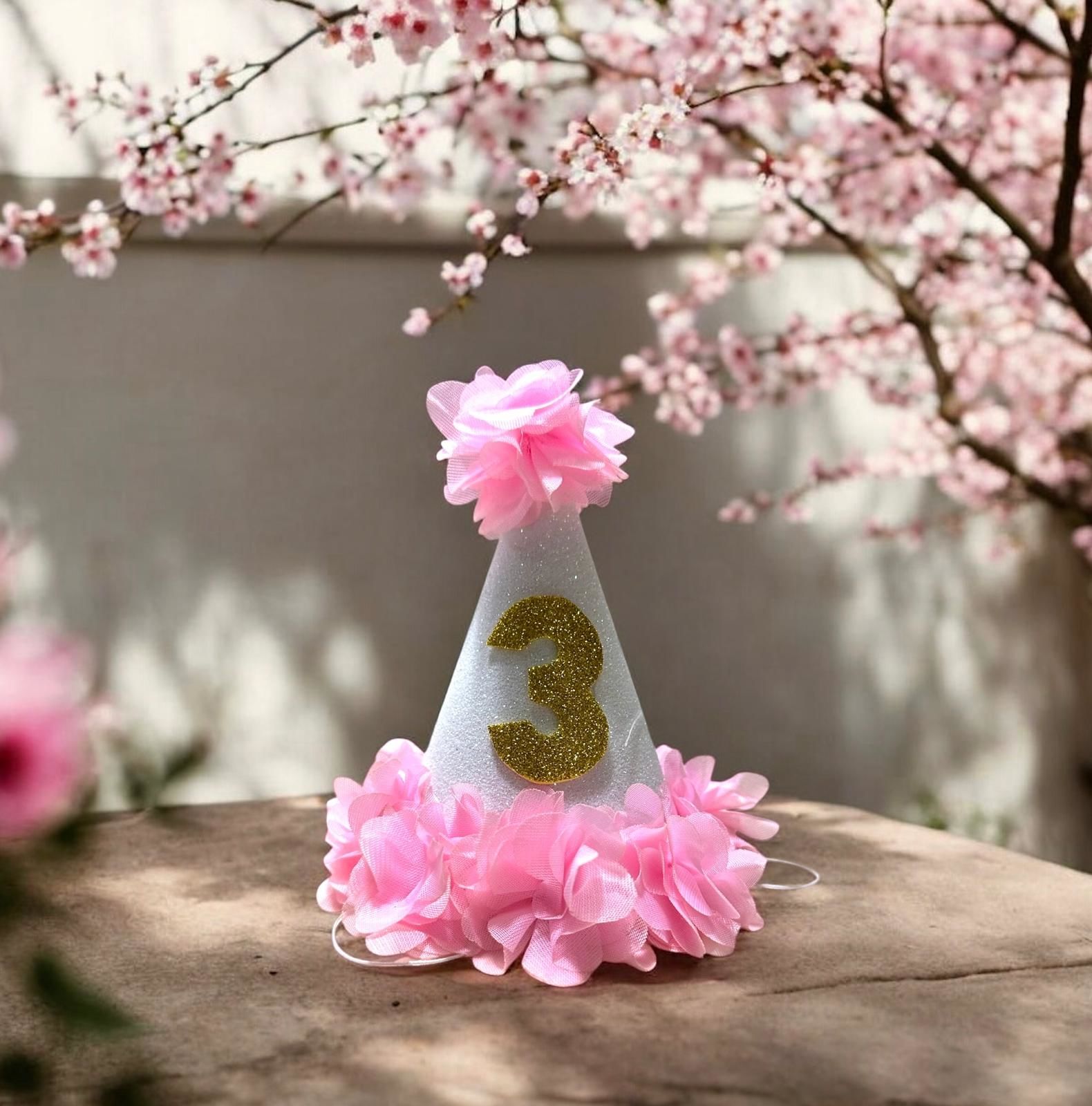 Pembe Altın Çiçekli Kukuleta 3 Yaş