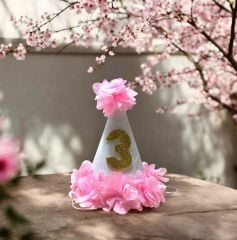 Pembe Altın Çiçekli Kukuleta 3 Yaş